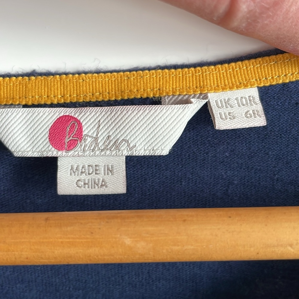 Boden Navy Cotton Fitted T-shirt Dress, Size 6R - Picture 3 of 5